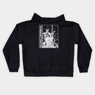 Queen of Swords Tarot Card Rider Waite Black and White Kids Hoodie